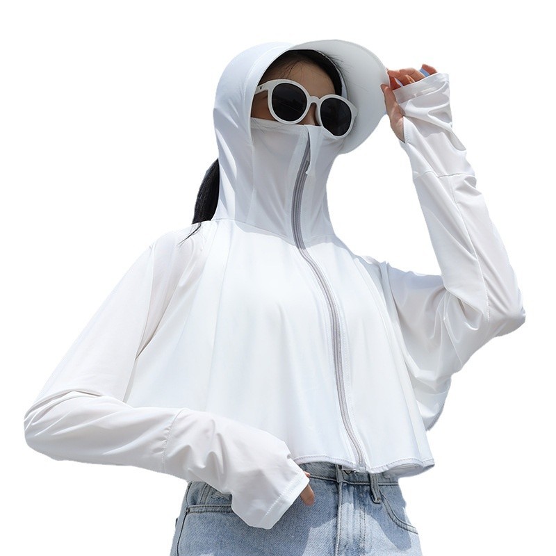 Summer sun-protective clothing, UV-resistant ice silk outdoor large brim outer suit, cape breathable and loose women's sun-protective clothing Item Picture