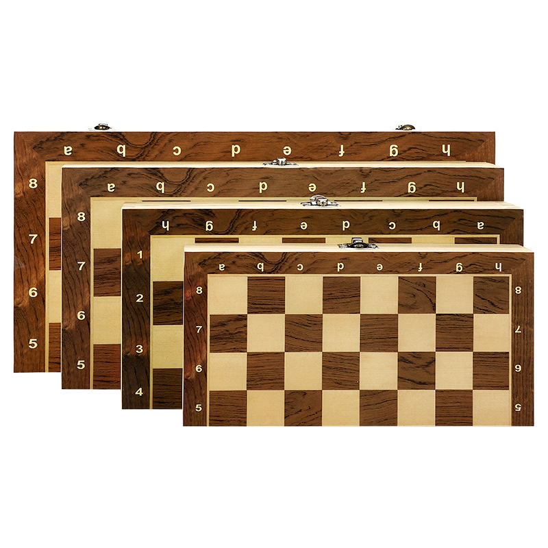 Cross-border exclusive wooden magnetic chess folding tabletop game, chess and card entertainment, competitive and educational toys details Picture