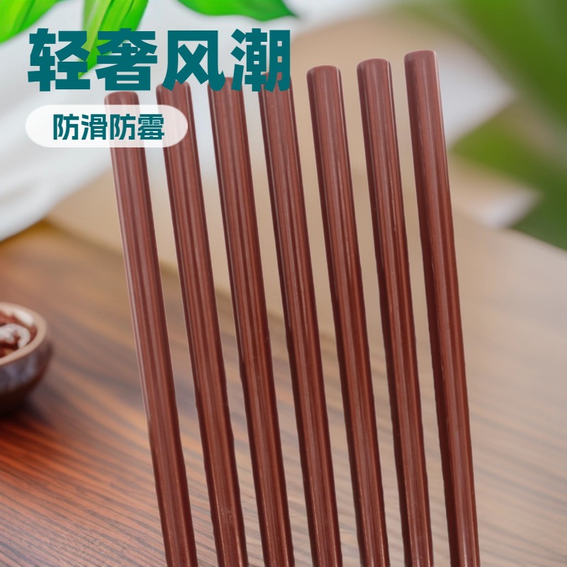 批发六角&五角型密胺美耐皿筷子日式仿瓷筷不掉色树纹花纹防滑筷