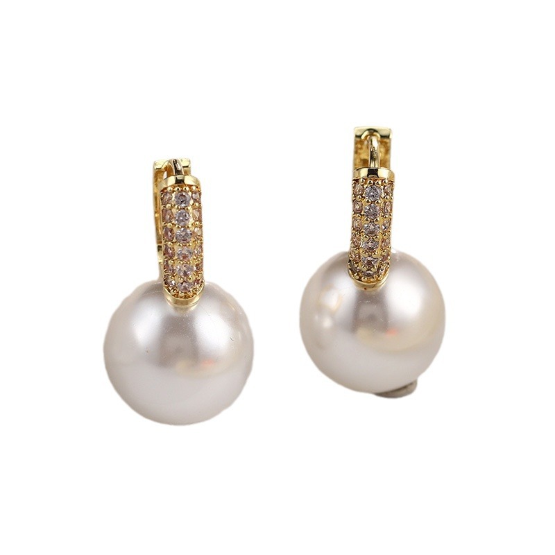 饰品/耳饰/耳环/锆石微镶毛坯耳环/锆石耳饰白底实物图