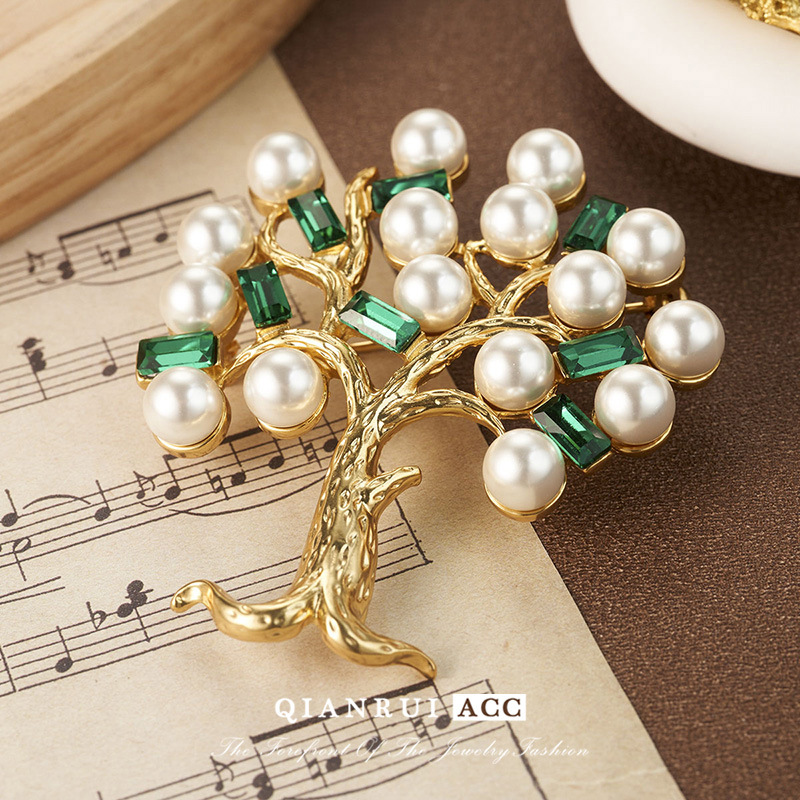 New European and American retro vintage brooches, forest tree trunk replica brooch pins, large tree French light luxury fashion wholesale Specification image