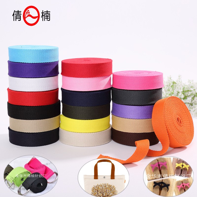 En stock 3CM ancho liso blanco y negro color poliéster algodón lona engrosada bolso con accesorios cinturón versátil