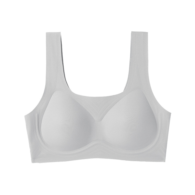 无痕内衣夏季薄款舒适透气大胸显小无钢圈内衣女聚拢女士文胸胸罩白底实物图