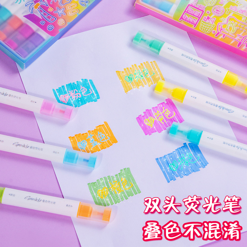 Weiya Hui 22572 Flash Highlighter, Double-headed Flash Color Overlay Highlighter, Fine Flash Highlighter wholesale Application Scenario