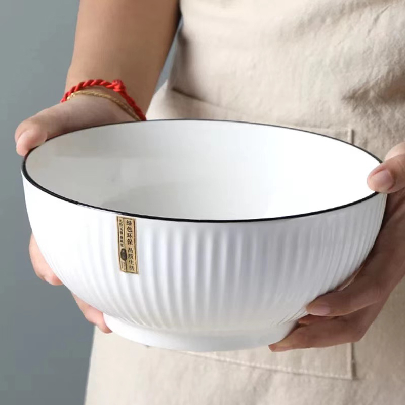 Household thickened 8-inch large ceramic soup bowl, personalized rice bowl, simple instant noodle bowl, large tableware set Specification image