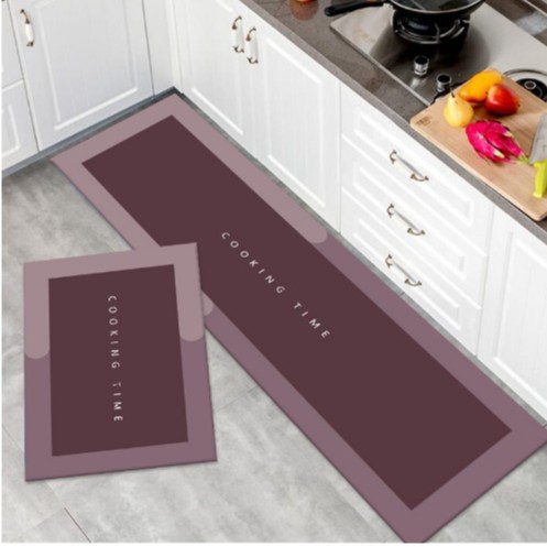 Cross-generation simple solid-color diatom mud floor MATS, kitchen water-absorbing and dirt-resistant two-piece set floor MATS, bathroom easy-to-maintain door MATS Specification image