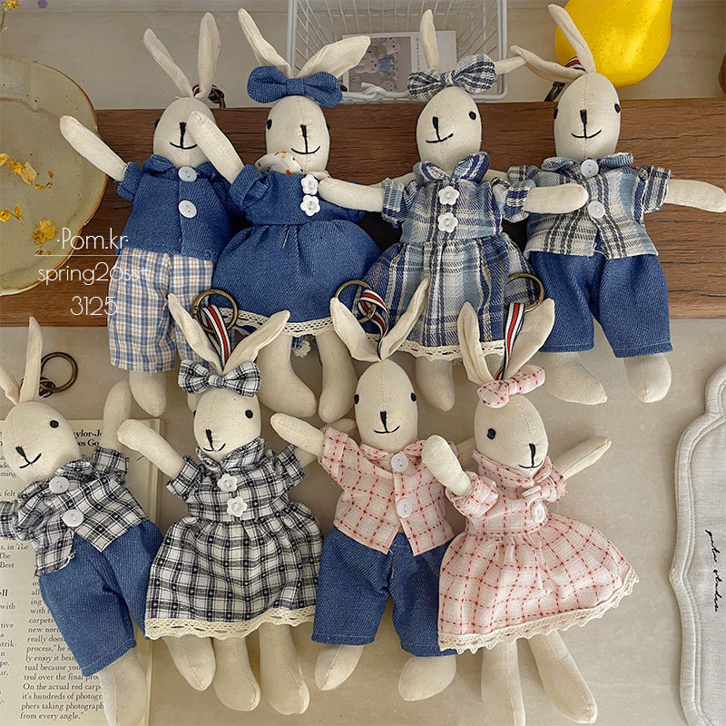 韩版新款兔子布艺手作玩偶挂件儿童宝宝生日礼物背包挂饰复古饰品