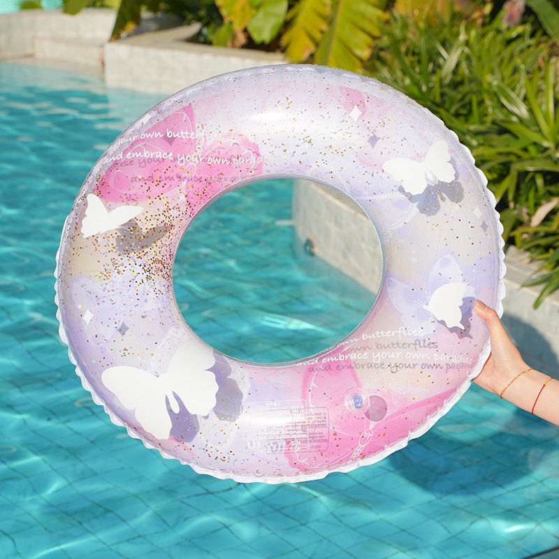 立体蝴蝶造型儿童游泳圈宝宝充气座圈遮阳蓬下沉式裤兜圈现货批发产品图