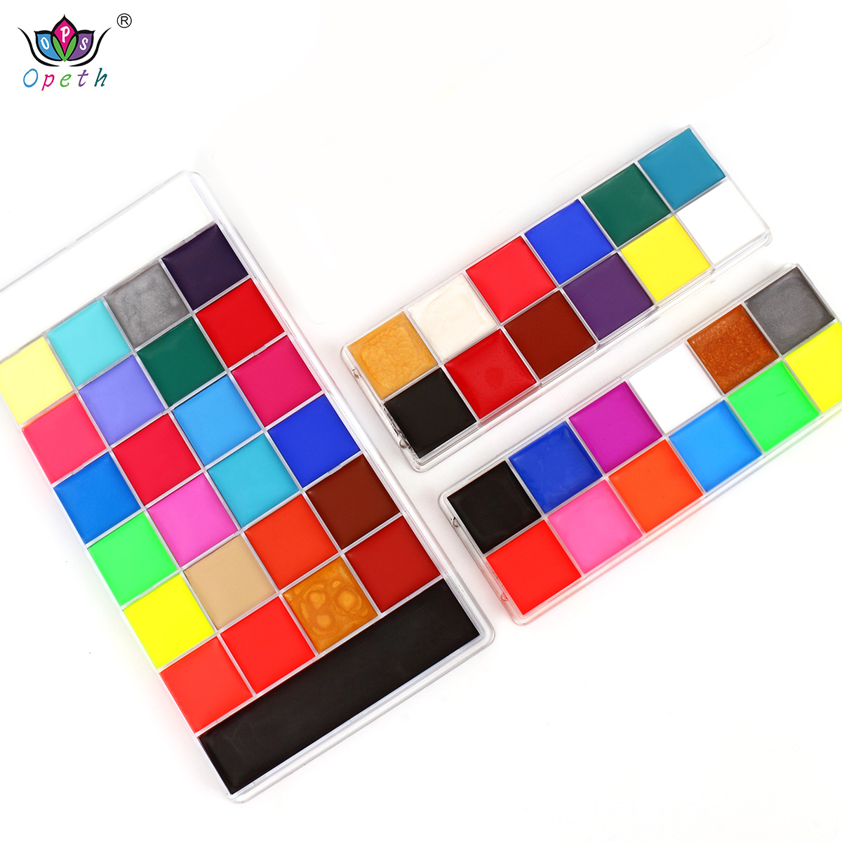 Cross-border 20-color and 12-color oil-based face color plates, body painting stage makeup, face painting, Halloween fluorescent face color box details Picture