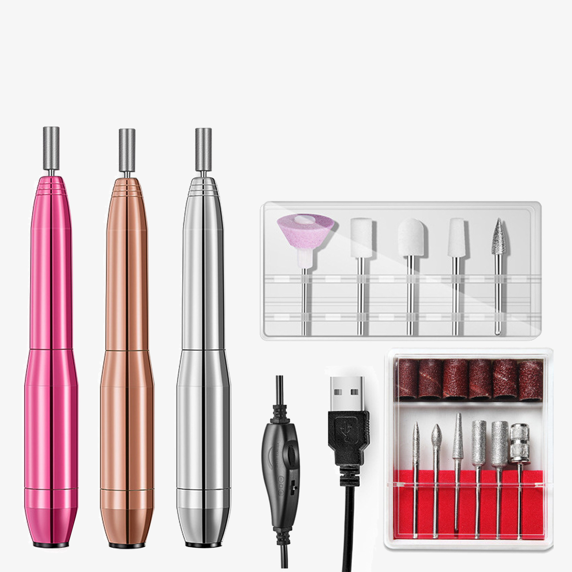 shanilak's cross-border best-selling aluminum alloy nail polish grinding machine, nail remover, USB electric grinding pen, nail remover oil, and nail polish remover