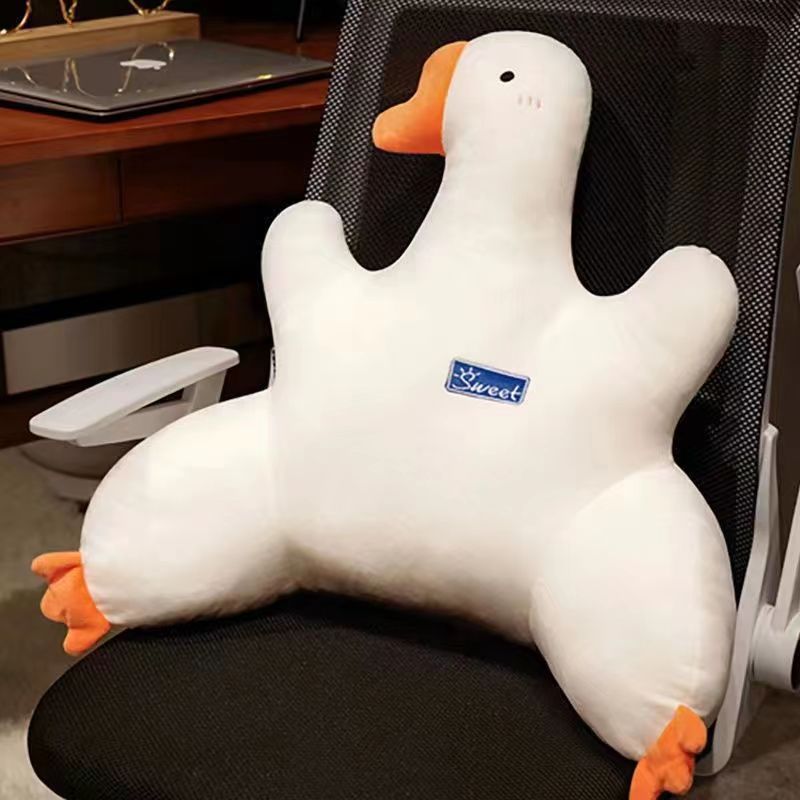 The popular white goose plush cushion, waist support pillow, cute cartoon sofa, office nap companion doll details Picture