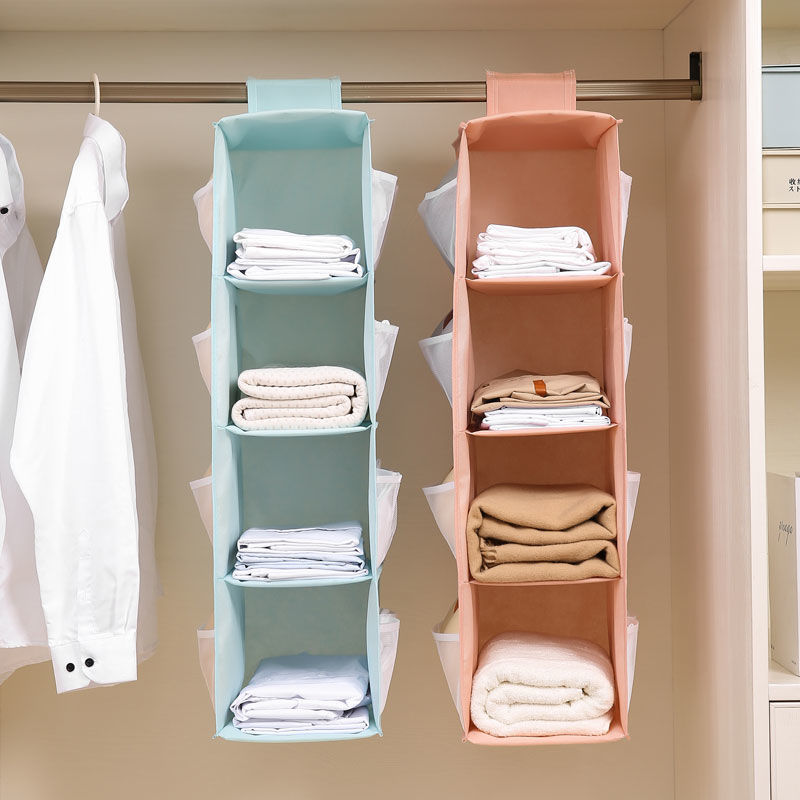 Wardrobe storage hanging bag, three-dimensional hanging multi-functional bag, clothing storage bag, fabric underwear organizing hanging bag Item Picture