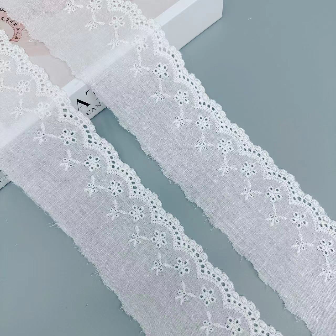 缝纫布艺白色蕾丝刺绣花边波浪雕孔棉布棉线服装娃衣洛丽塔辅料
