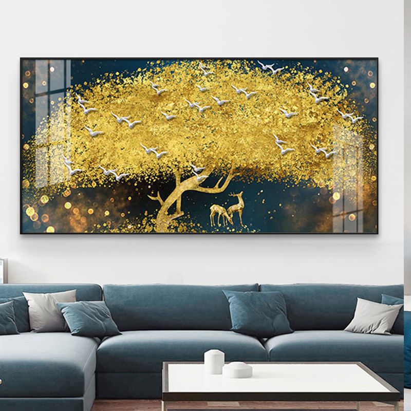 装饰画/农村客厅装饰画/农村别墅装饰画/晶瓷画/迎客松新中式细节图