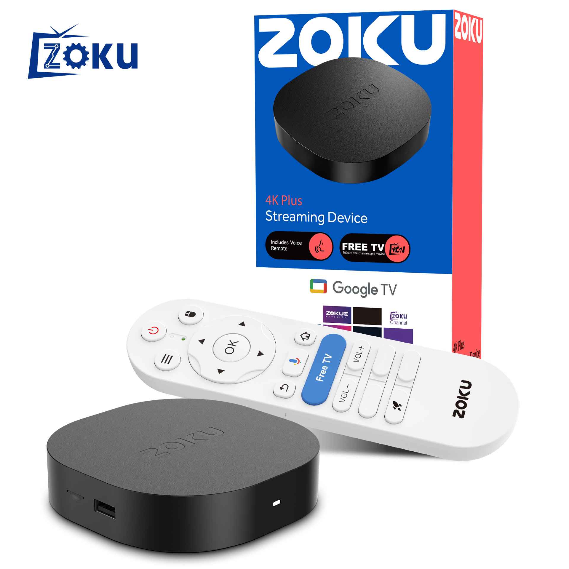 The ZOKU 4K Plus smart TV box streaming device supports CarPlay smart home Item Picture