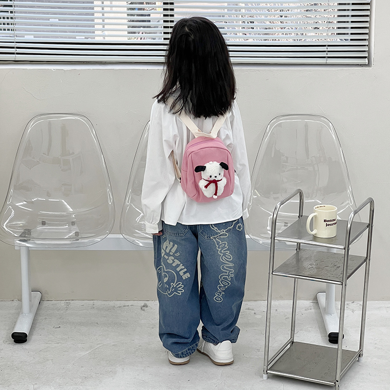 毛绒背包/双肩包黑色大容量/毛绒卡通背包/锦纶背包女/pu儿童包细节图