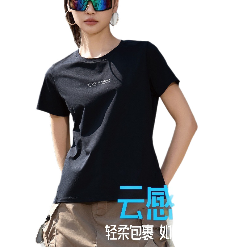 Verano 2026 nueva mujer de secado rápido protección solar camiseta cuello redondo manga corta transpirable holgada blazers ice sense suave Item Picture