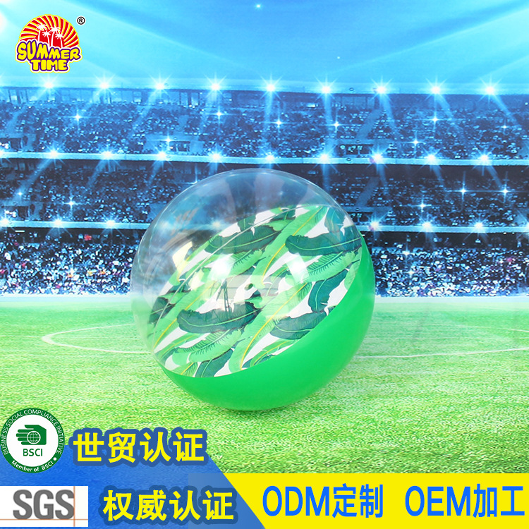 Hongyu Foreign Trade Transparent 3D stereoscopic Ball, Green leaf toy ball, customized LOGO, green advertising ball, banana leaf beach ball details Picture