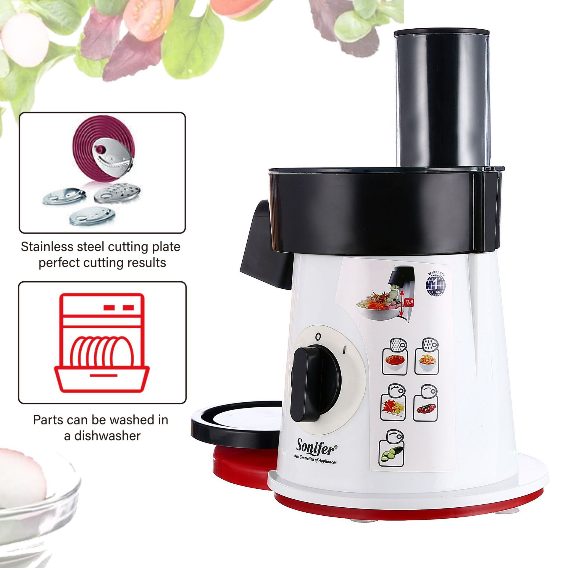 Cross-border new multi-functional fully automatic salad machine, cheese and vegetable slicing and shredding machine 5SaladMaker details Picture