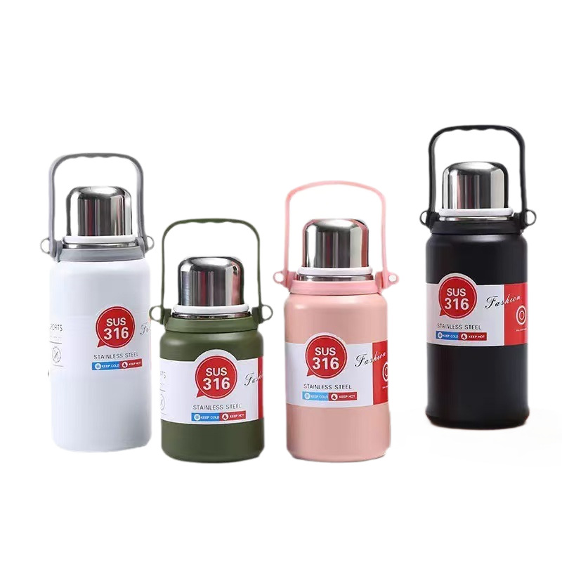 Diamond Pot Insulated Cup, outdoor sports 316 stainless steel jumping cup, student large-capacity handle car insulated cup Item Picture