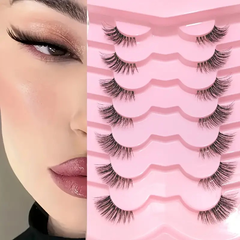 跨境热销假睫毛浓密纤长立体卷翘双眼皮欧美妆7对装仿真眼睫毛