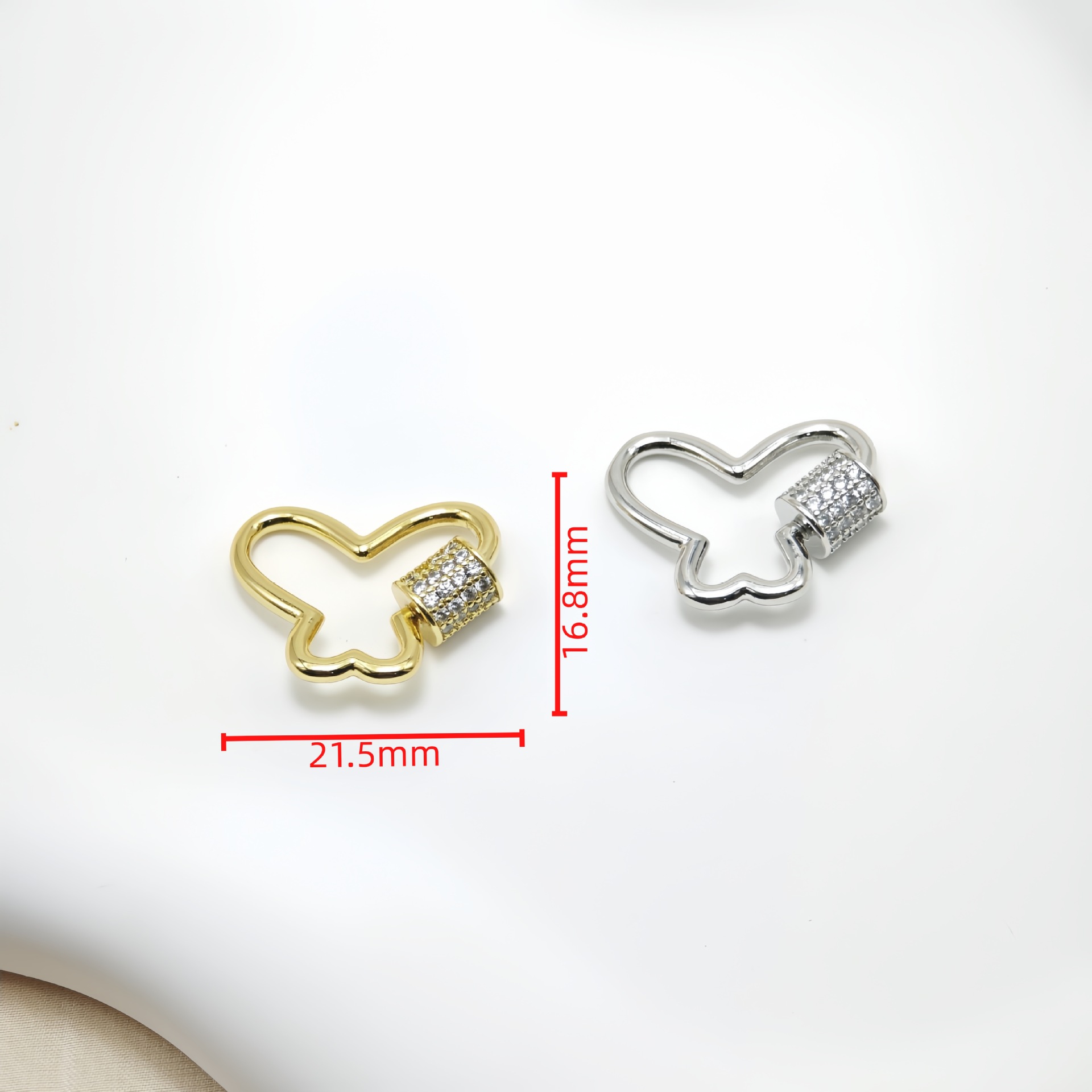 High-end zircon heart-shaped threaded pendant with micro-inlaid copper and gold plating for cross-border trade, multiple single pendant accessory clasp Specification image