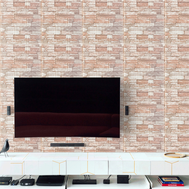 跨境35x38小尺寸3d立体墙贴 墙纸自粘砖纹墙面装饰防撞软包墙壁纸详情图4