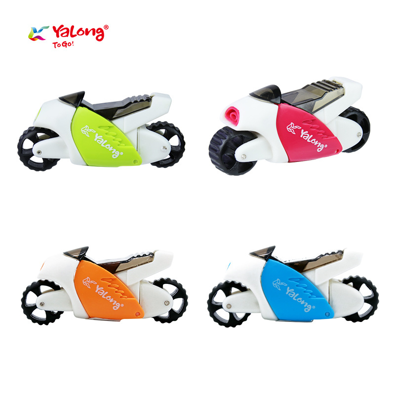 跨境厂家直销卡通学生学习卷笔刀摩托车系列造型削笔器创意批发白底实物图