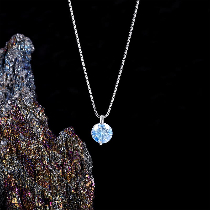 Zhuoheng selects the best-selling S925 sterling silver necklace on Amazon, a simple and elegant Mosan necklace, and European and American jewelry in stock details Picture