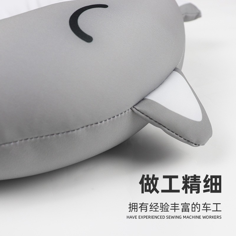 Foam micro-particle neck pillow, printed cartoon pattern, embroidered and gold-embossed LOGO style U-shaped pillow, custom-made nap pillow details Picture