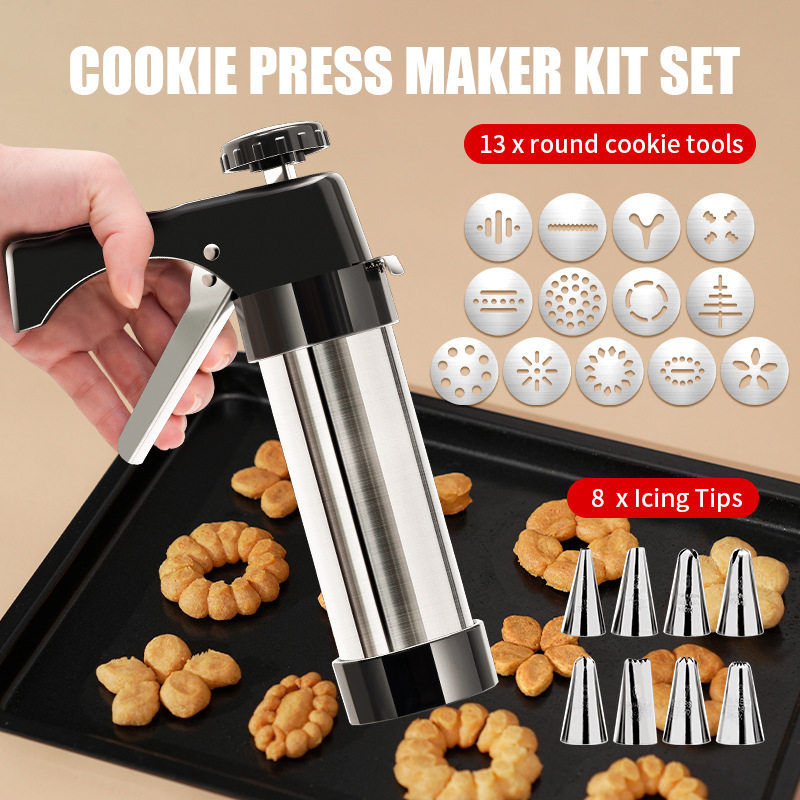 Galletas pistola de secado de galletas secadora de galletas extrusión montaje de crema pistola de montaje de punta de frijoles solubles herramientas de horneado para el hogar set molde