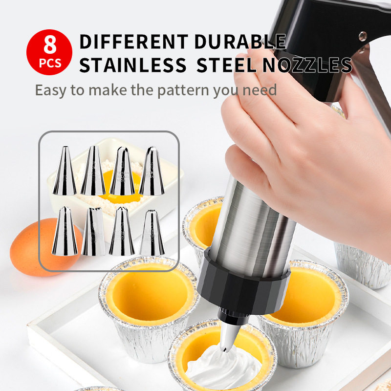 Cookie drying gun, extrusion cookie drying machine, cream piping gun, piping nozzle, melting bean baking tool, household set mold details Picture