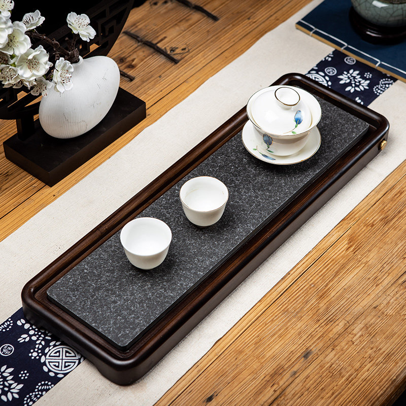 Venta directa bandeja de té de madera sólida de una sola pieza tamaño de ugolita bandeja de té de bambú de burbuja seca juego de té de Kung Fu té simple estilo japonés mar