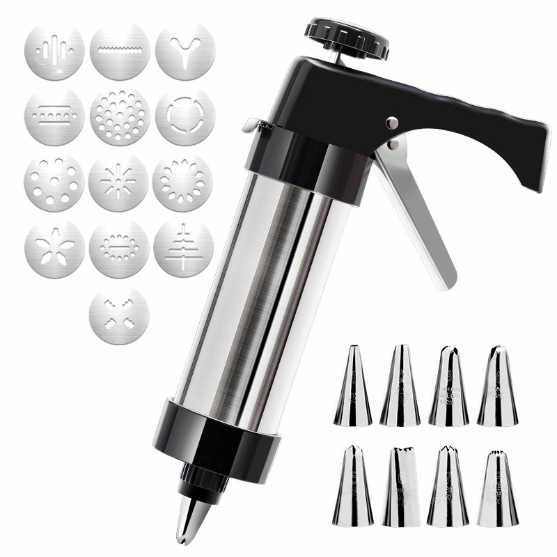 Cookie drying gun, extrusion cookie drying machine, cream piping gun, piping nozzle, melting bean baking tool, household set mold Item Picture