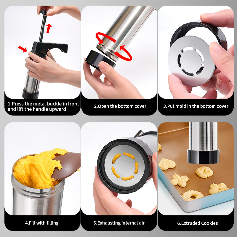 Cookie drying gun, extrusion cookie drying machine, cream piping gun, piping nozzle, melting bean baking tool, household set mold Application Scenario