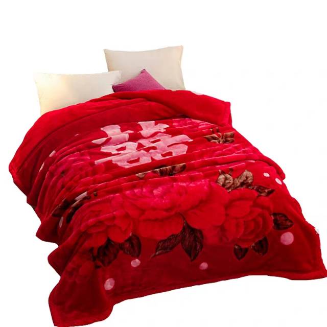 毛毯大红色结婚用毛毯喜被陪嫁送礼10斤双人被子冬季加厚毯子细节图