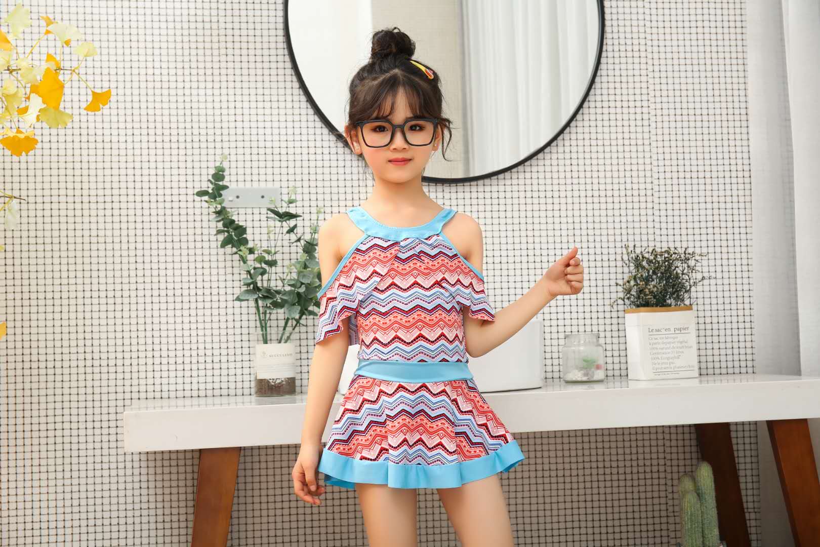 Korea Cute Children's Swimsuit Girls Skirt Princess One-Piece Swimsuit Girls Baby Girls Quick-Drying Swimsuit details Picture