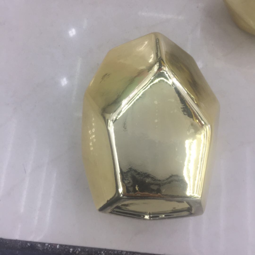 简约欧式现代创意轻奢陶瓷金色多边异形花盆花器干花插花桌面摆件详情3