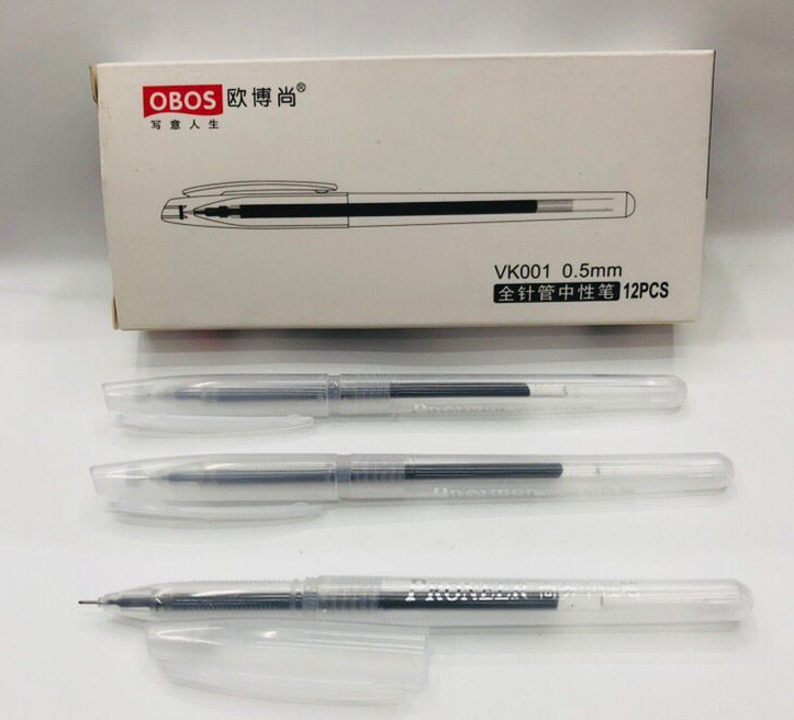 全针管中性笔水笔签字笔办公透明笔壳笔黑笔