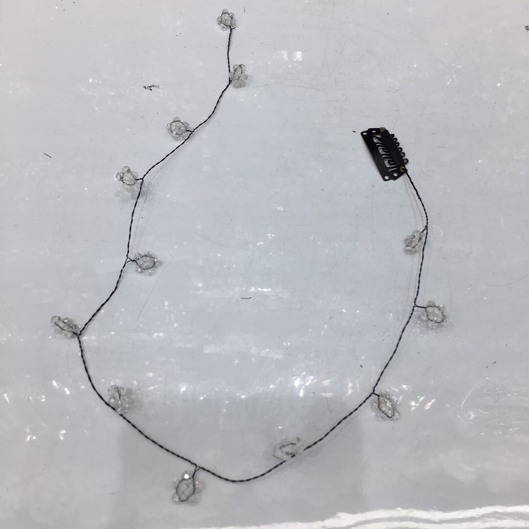 Fashionable and personalized DIY pure hand-woven glass crystal iron chain bar combination bridal hair accessory