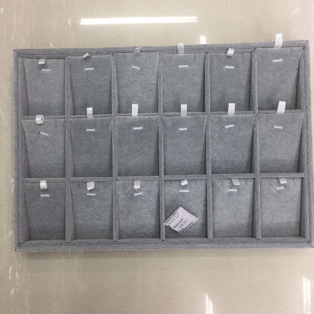 绒布首饰盒 18位散座盘戒指吊坠项链手镯耳环饰品展示盘收纳盒带盖珠宝箱