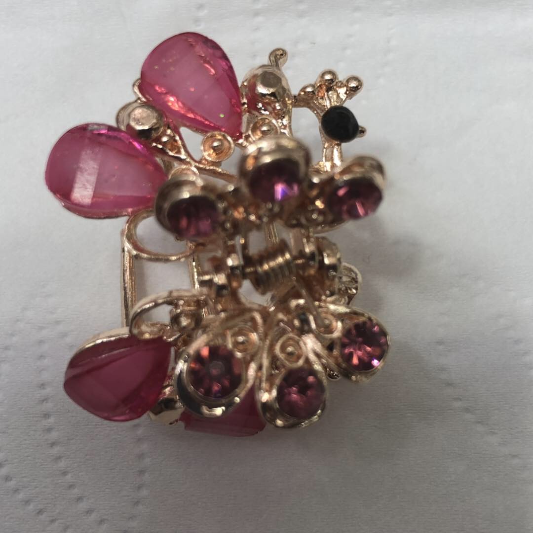 European and American trend fashion diamond-encrusted butterfly gold retro small claw clip Specification image