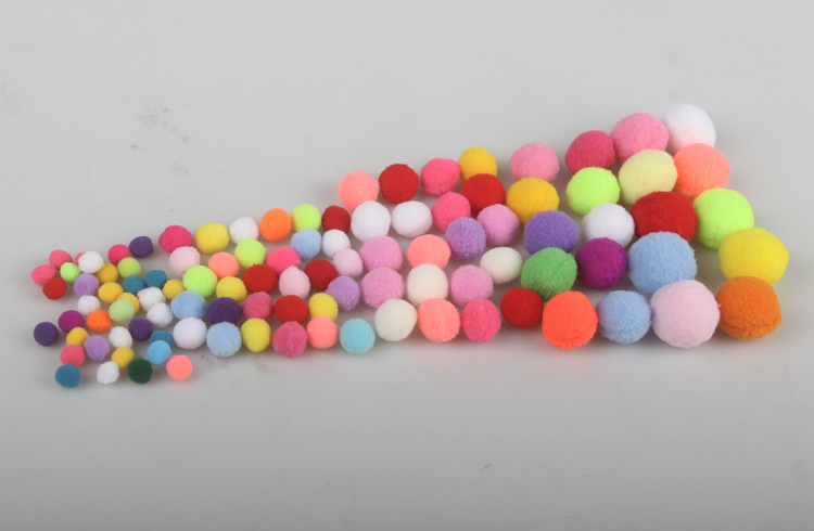 高弹涤纶尼龙儿童手工制作球彩色毛毛球1-3CM100个一包现货细节图