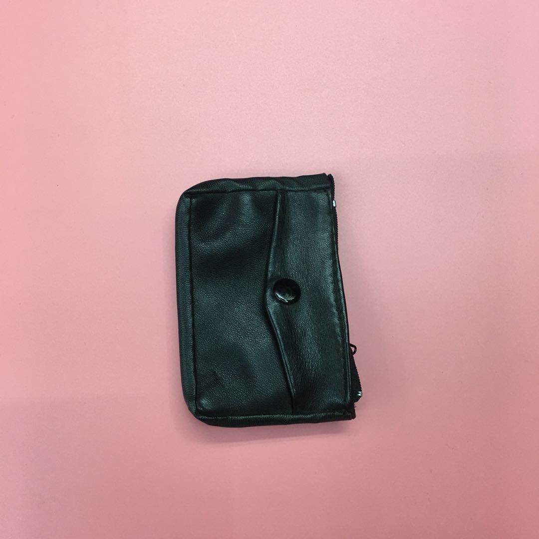 新款简约羊皮黑色零钱包128图