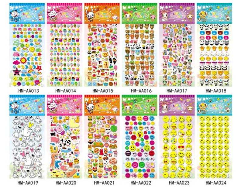 Yiwu Good Goods New South Korea Bubble Stickers Cartoon Small Stickers Kindergarten Reward Stickers Specification drawing