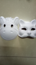 伦启画材办公文化绘图白色手绘面具DIY环保纸浆面具手绘面具动物系列