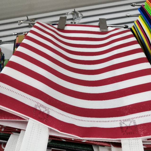 购物袋平口袋无纺布包装袋厂家直销现货批发条纹款产品图