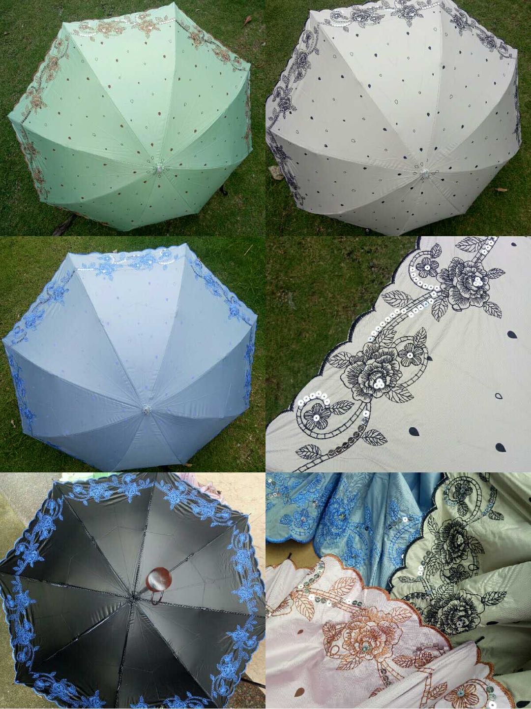 金欧二折洋伞二折黑胶刺绣伞晴雨伞防紫外线太阳伞产品图