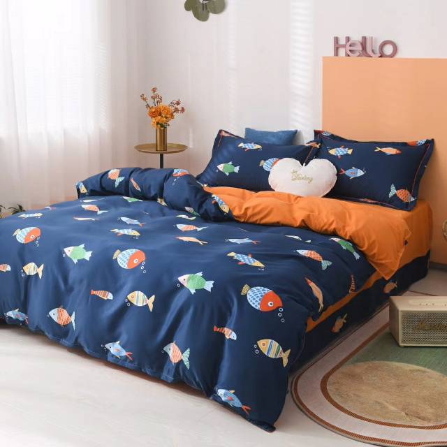 Fish In The Sea Spring And Summer New Cotton Cotton Printing Four-Piece Set 2021 New Explosive Kit details Picture