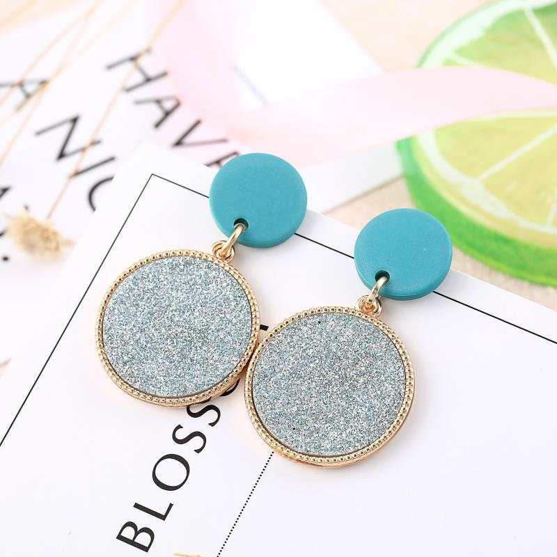 Fashionable and elegant geometric round sticker earring jewelry s925 silver needle copper plated with real gold, anti-allergy